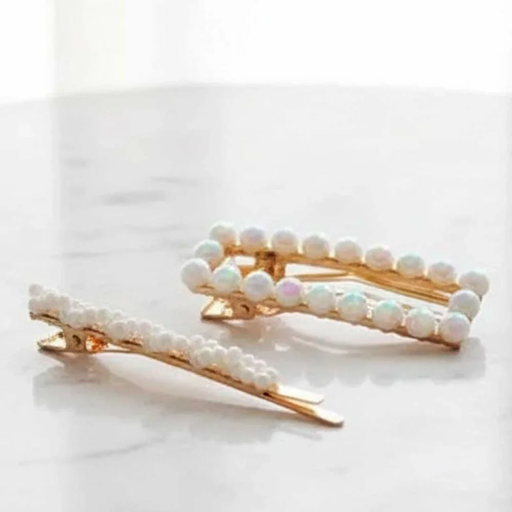 Ladies 2 Pearl Bobby Pin Clip Hair Accessories